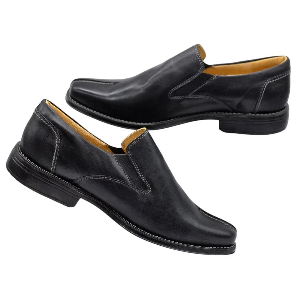 Sandro Moscoloni Leather Slip On Dress Shoe Mens 11.5 D Black Made In Brazil EUC